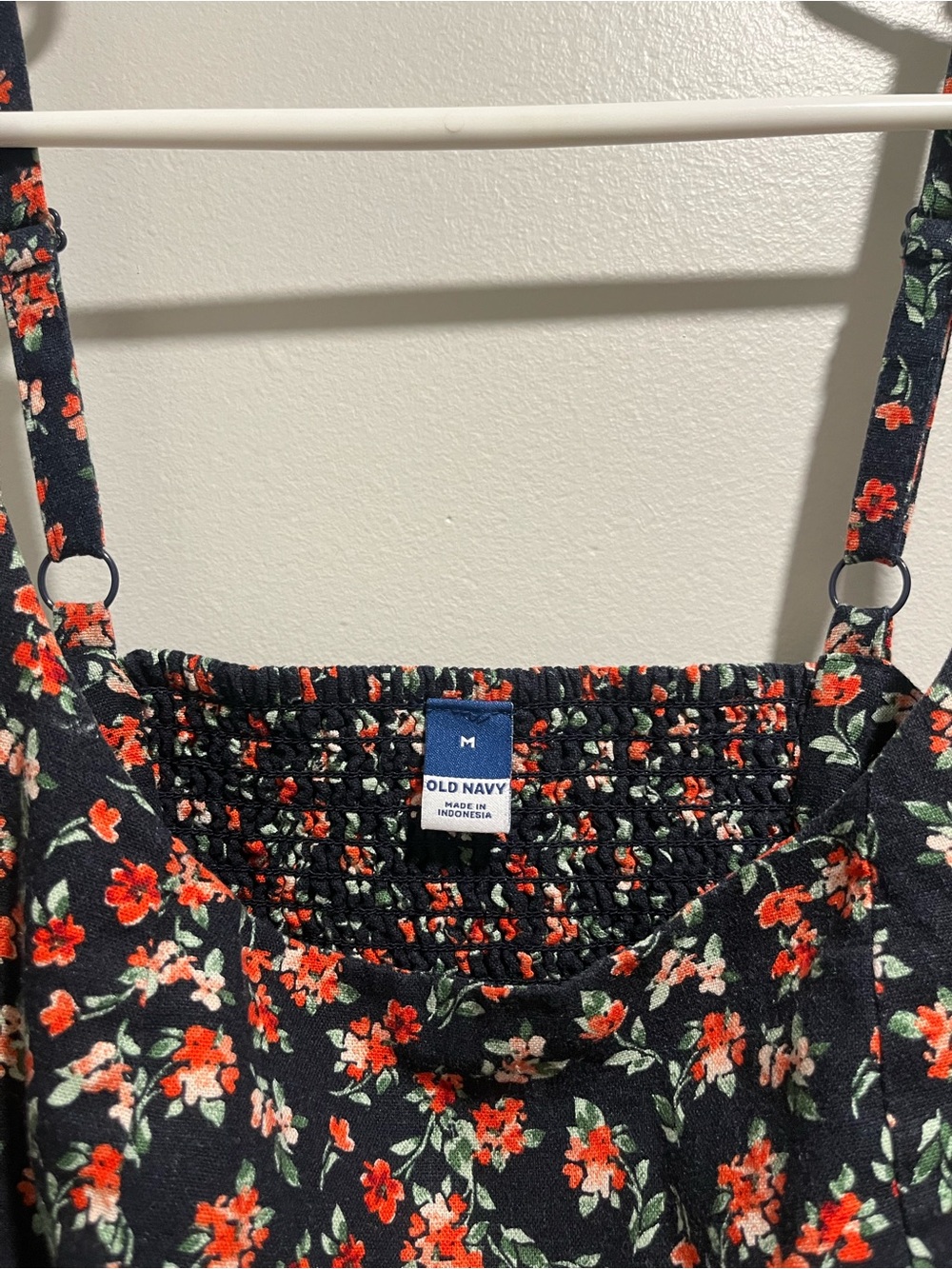 Old Navy Black Floral Slip Dress with Red and Cream Blooms - Picture 2 of 3